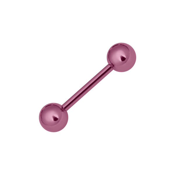 Violettes Barbell Piercing aus Titan, Stärke 1,2 mm, Länge 10 mm auf weißem Hintergrund