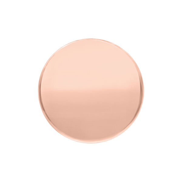 Accesorio redondo de titanio rosado dorado con superficie lisa sobre fondo blanco