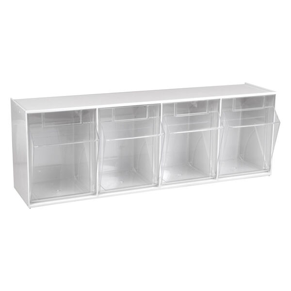 Set Stala 4 bianco con quattro scomparti trasparenti su sfondo bianco