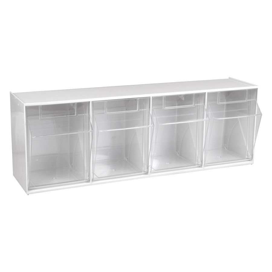 Set Stala 4 bianco con quattro scomparti trasparenti su sfondo bianco