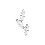 Tre cristalli chiari su titanio argento per piercing Push Fit