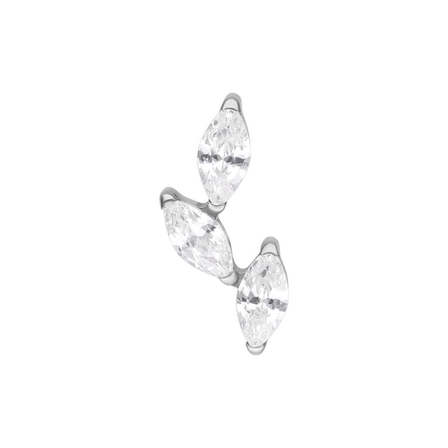 Tre cristalli chiari su titanio argento per piercing Push Fit
