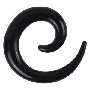 Schwarze Acryl Dehnspirale von Wildcat Schwarze Dehnspirale aus Acryl auf weißem Hintergrund