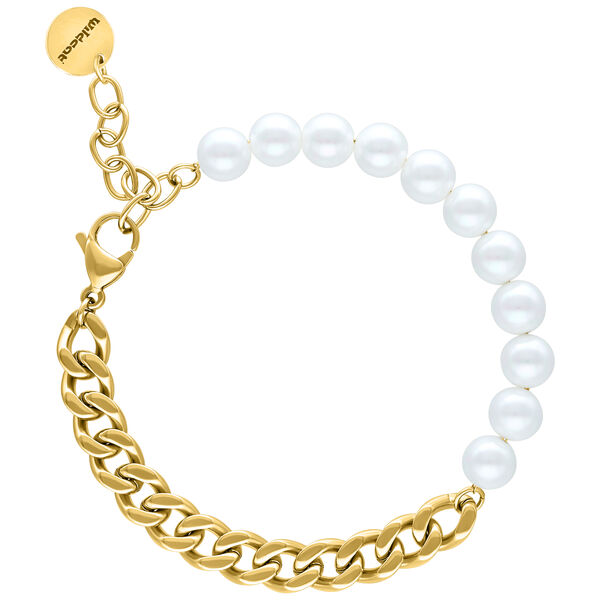 Chunky Synthetic Pearl Bracelet - Golden Metal