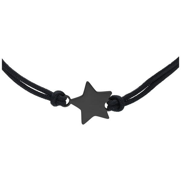 Pulsera de nylon negra con colgante de estrella, ajustable