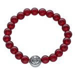 Pulsera Bloody Leviathan Knot roja de cuero sintético sobre fondo blanco