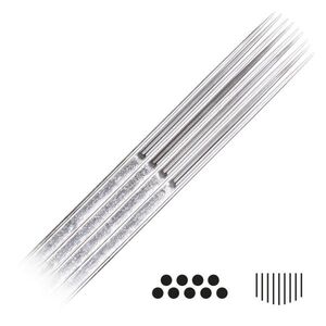 Magnum Curved Long Taper Tattoonadeln 50 Stk Nahaufnahme von Magnum Curved Long Taper Tattoonadeln aus Chirurgenstahl auf weißem Hintergrund