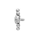 Accessorio in titanio color argento con sfera da 2,5 mm su sfondo bianco