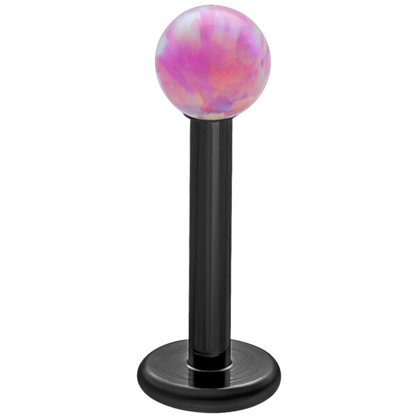 Musta labret Bubble Gum Opal -pallolla valkoisella taustalla