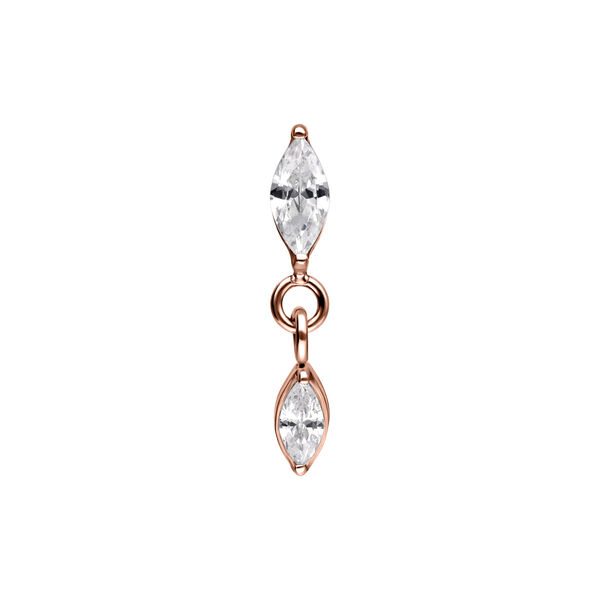 Push Fit Oval Crystal Drop Attachment - Rosegold