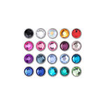 Bolas de joyería facetadas en varios colores sobre fondo blanco