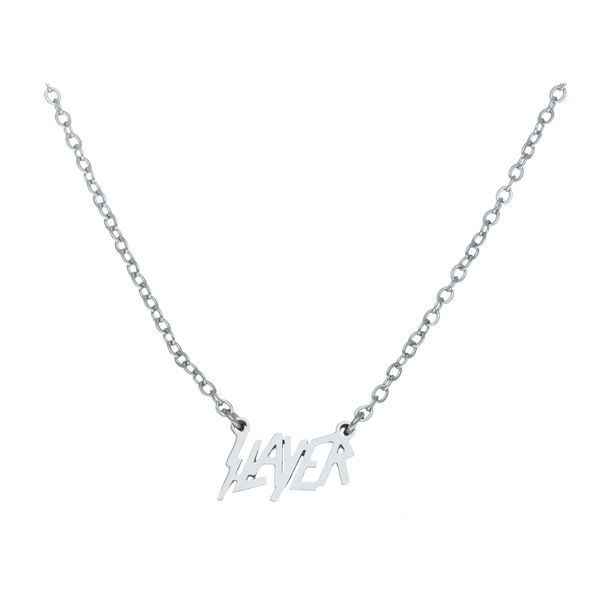Collar Slayer de plata en acero quirúrgico 316L sobre fondo blanco