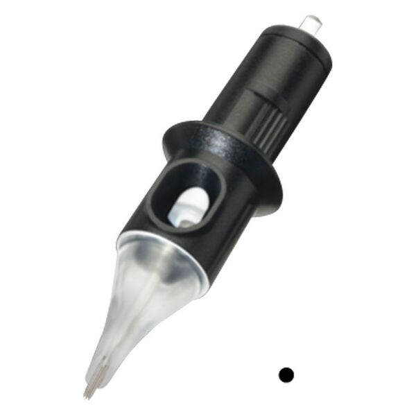 Aguja de seguridad Cheyenne Liner negra, 1 pieza, 0.4 mm de grosor de aguja sobre fondo blanco