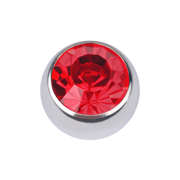 Clip in argento con cristallo rosso sfaccettato, 5,0 mm