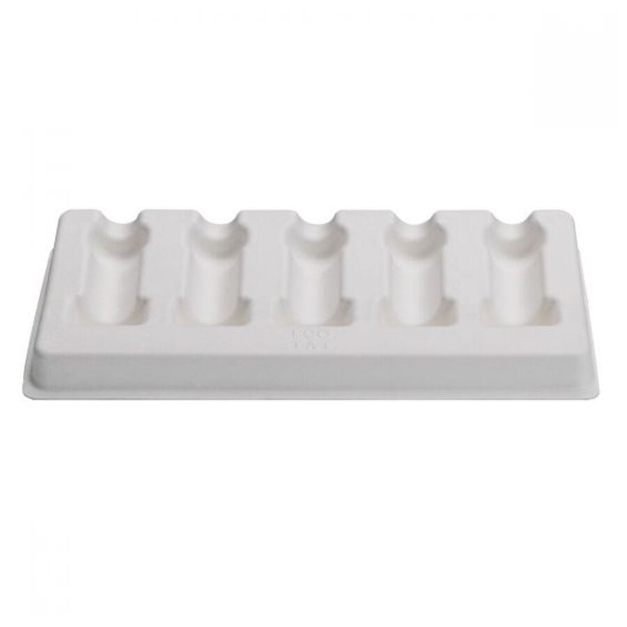 Soporte blanco para cartuchos con 5 compartimentos sobre fondo blanco