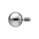 Bola plateada para labret con rosca externa, adecuada para piercings, sobre fondo blanco