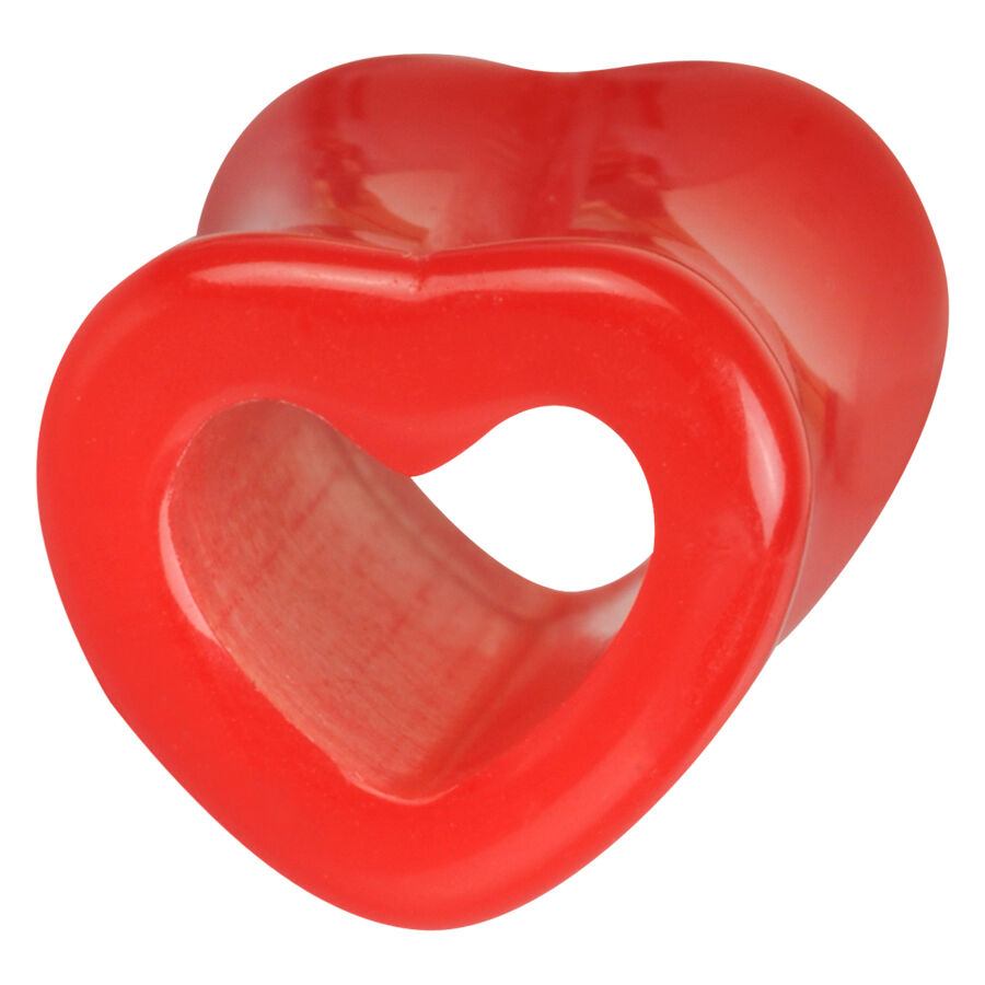 Tunnel rosso a forma di cuore in acrilico su sfondo bianco