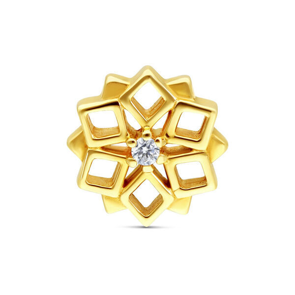 Accesorio dorado Kaleidoscopio de 14K Gold con cristal claro sobre fondo blanco