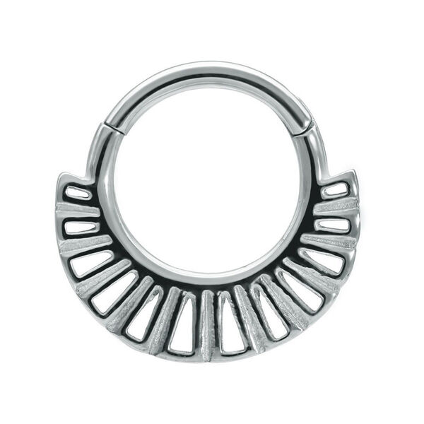 Anello Piercing Ethno Clicker in argento in acciaio chirurgico 316L