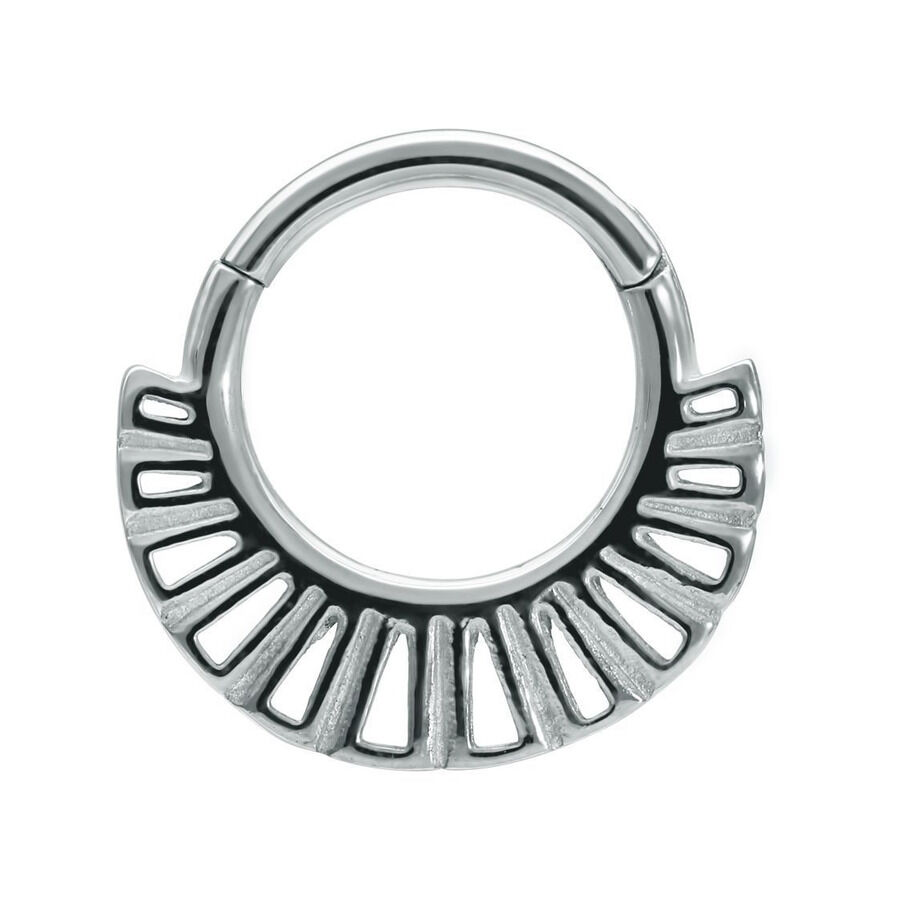 Anello Piercing Ethno Clicker in argento in acciaio chirurgico 316L