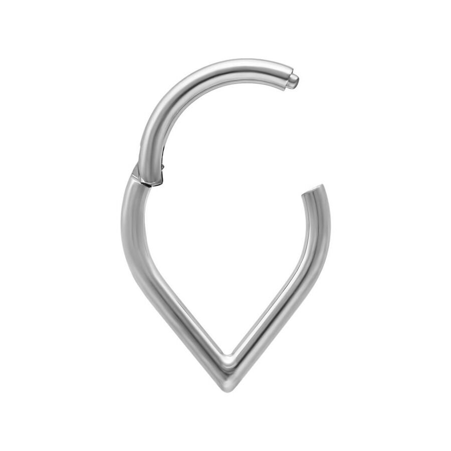 Teardrop Clicker plateado de titanio sobre fondo blanco