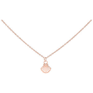 Kette aus Chirurgenstahl mit Muschel-Anhänger in Roségold auf weißem Hintergrund