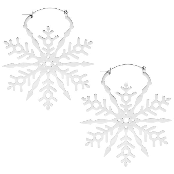 Dos aros de copo de nieve plateados sobre fondo blanco