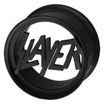 Musta tunneli Slayer-logolla kirurginteräksestä valkoisella taustalla