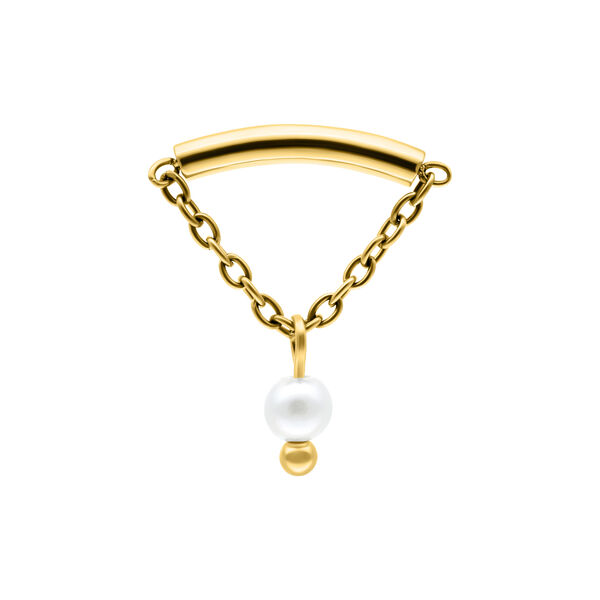Synthetic Pearl Hidden Helix Push Fit Attachment - Golden Metal
