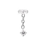 Accessorio per piercing Push Fit argentato con cristalli chiari su sfondo bianco