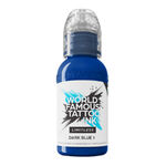 Inchiostro per tatuaggi blu scuro, flacone da 30ml su sfondo bianco