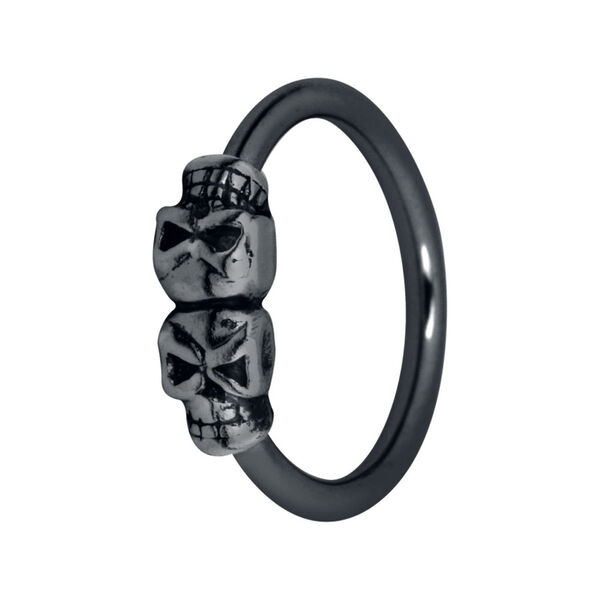 Anello Clip-In Teschi Acciaio Argento 925 Nero<!--6109181a7b9d9-->