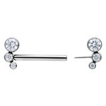 Barbell in titanio argento con cristalli chiari, su sfondo bianco