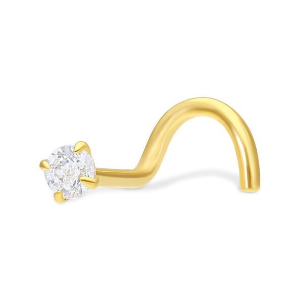 Nasenstecker de oro con cristal claro sobre fondo blanco