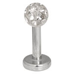 Labret argento con sfera cristallina su sfondo bianco