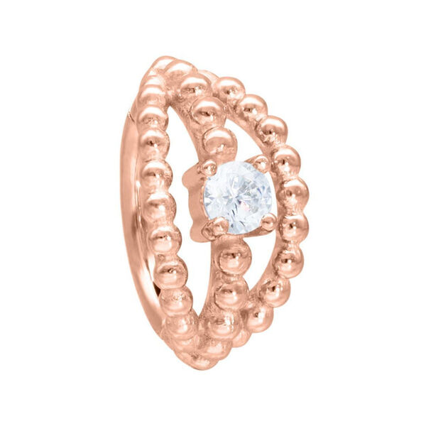 Roségoldener Piercingring mit Kristall, 12mm Innendurchmesser auf weißem Hintergrund