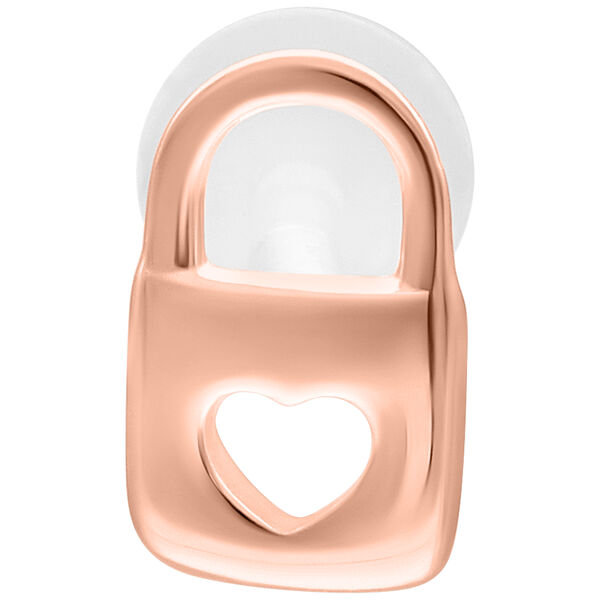 Labret de oro rosa con forma de corazón sobre fondo blanco
