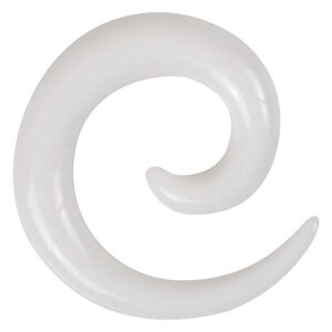 Weiße Acryl-Dehnspirale von Wildcat Weiße, glänzende Acryl-Dehnspirale auf neutralem Hintergrund