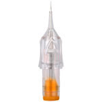 Cartuccia trasparente con ago Round Liner 3er, base arancione, su sfondo bianco