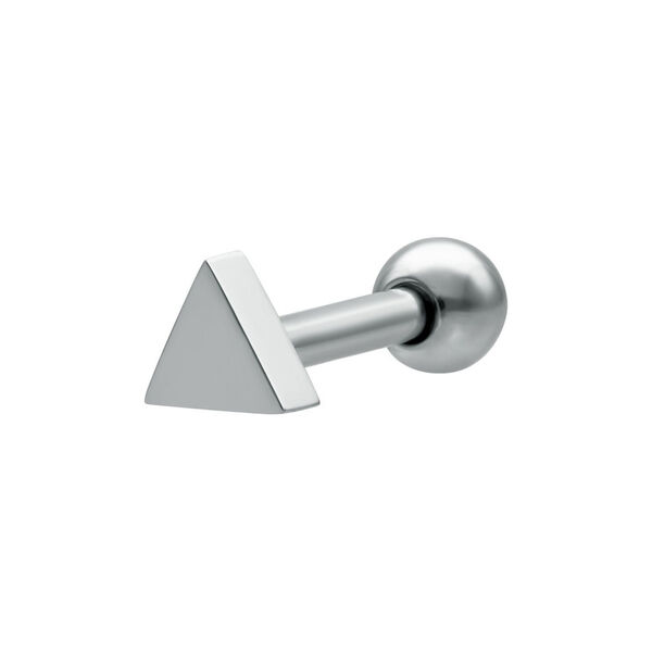 Barbell Triángulo de Plata de Acero Quirúrgico sobre fondo blanco