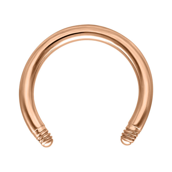 Barbell circular de titanio rosado sobre fondo blanco