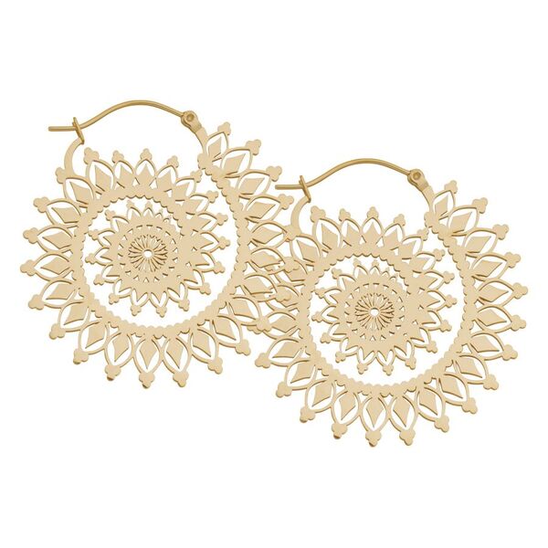 Floral Nautilus Hoops - Golden Metal