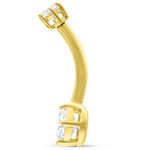 Bananabell in oro 18K con due cristalli chiari su sfondo bianco