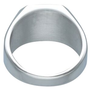 Silberner Basic Ring aus Chirurgenstahl Silberner gravierbarer Ring aus Chirurgenstahl auf weißem Hintergrund