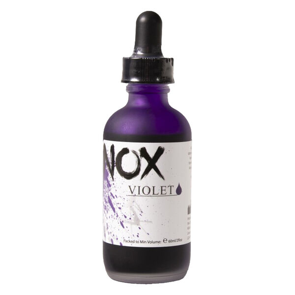 Tinta viola Hectograph in flacone da 60 ml con tappo nero su sfondo bianco