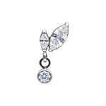 Accessorio Push Fit Nero con doppio cristallo marquise e pendente su sfondo bianco