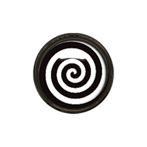 Schwarzer Spiralaufsatz für Innengewinde Runder Aufsatz mit schwarzer Spirale auf weißem Hintergrund
