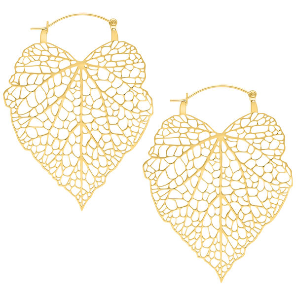 Lovely Leaf Hoops - Golden Metal