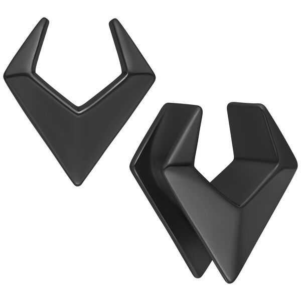 Musta Ear Saddles Arrow kirurginteräksestä, koko 6,0 mm, valkoisella taustalla