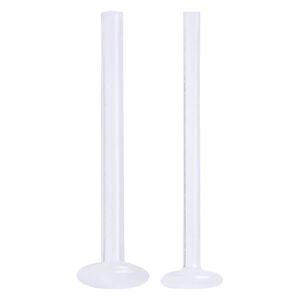 PTFE Labret Stab für Piercings Zwei transparente PTFE Labret Stäbe auf weißem Hintergrund